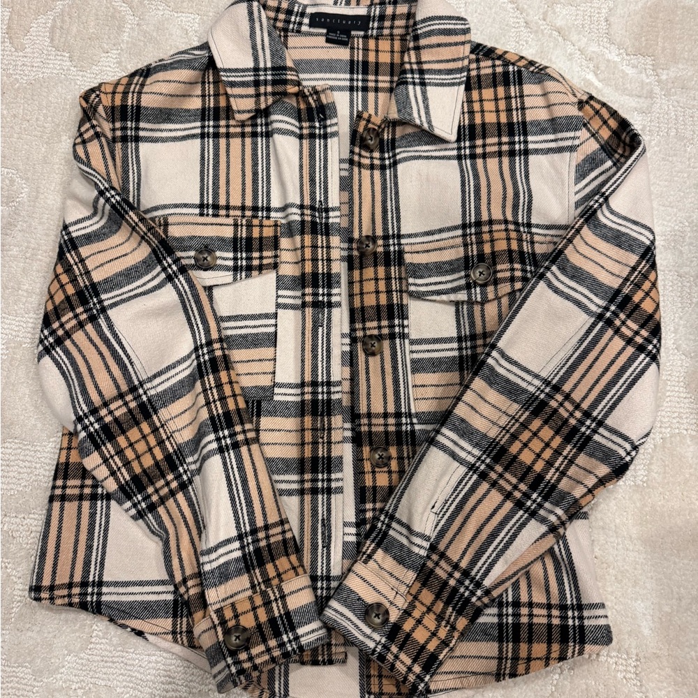 Sanctuary Checkered Shirt in Black and Tan